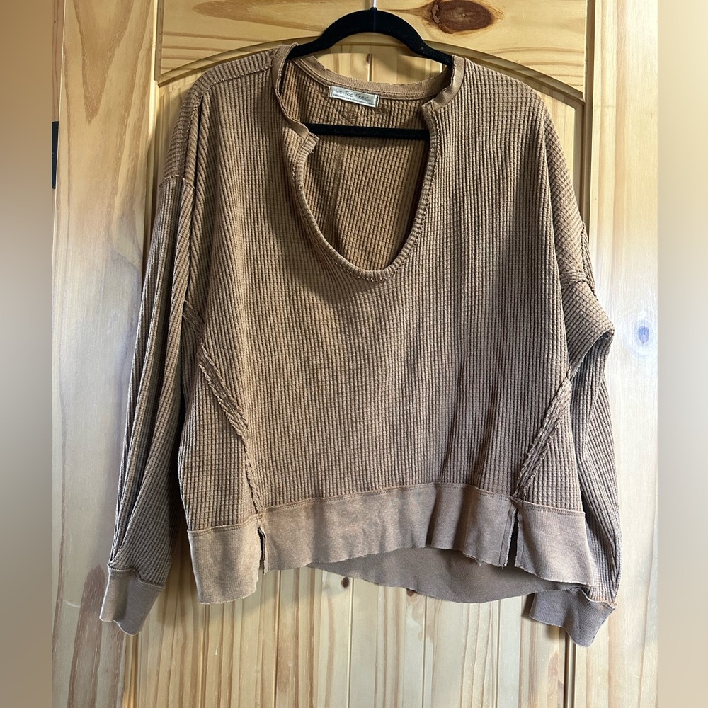 We the Free People Owen Thermal Size XS oversized waffle knit cotton blend